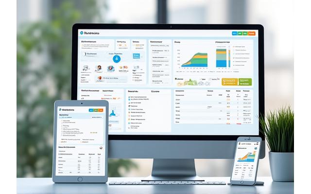 Screenshot of a modern cloud-based payroll system dashboard with analytics and employee portal access.
